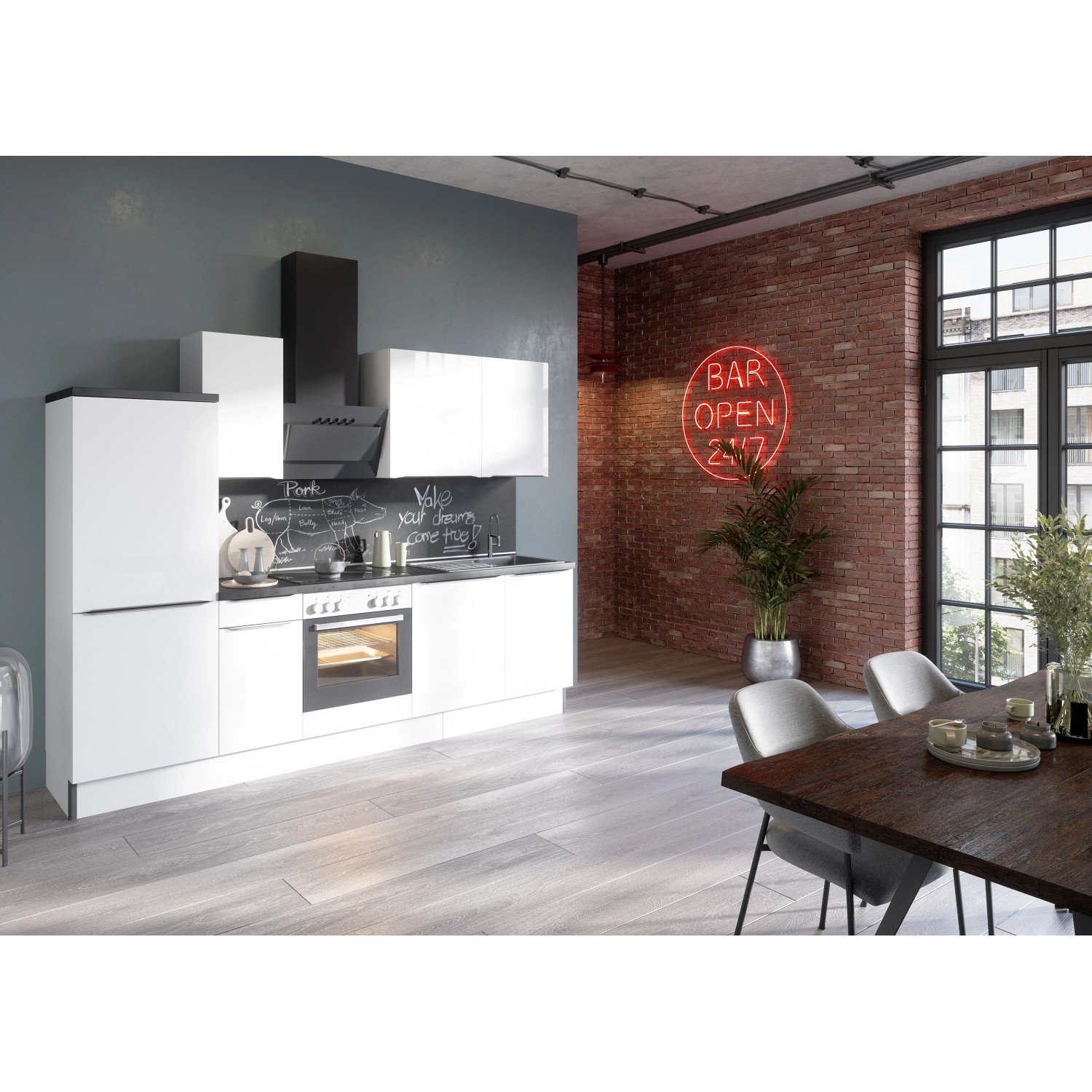 Optifit Küchenzeile Optikoncept Arvid 270 cm Weiß