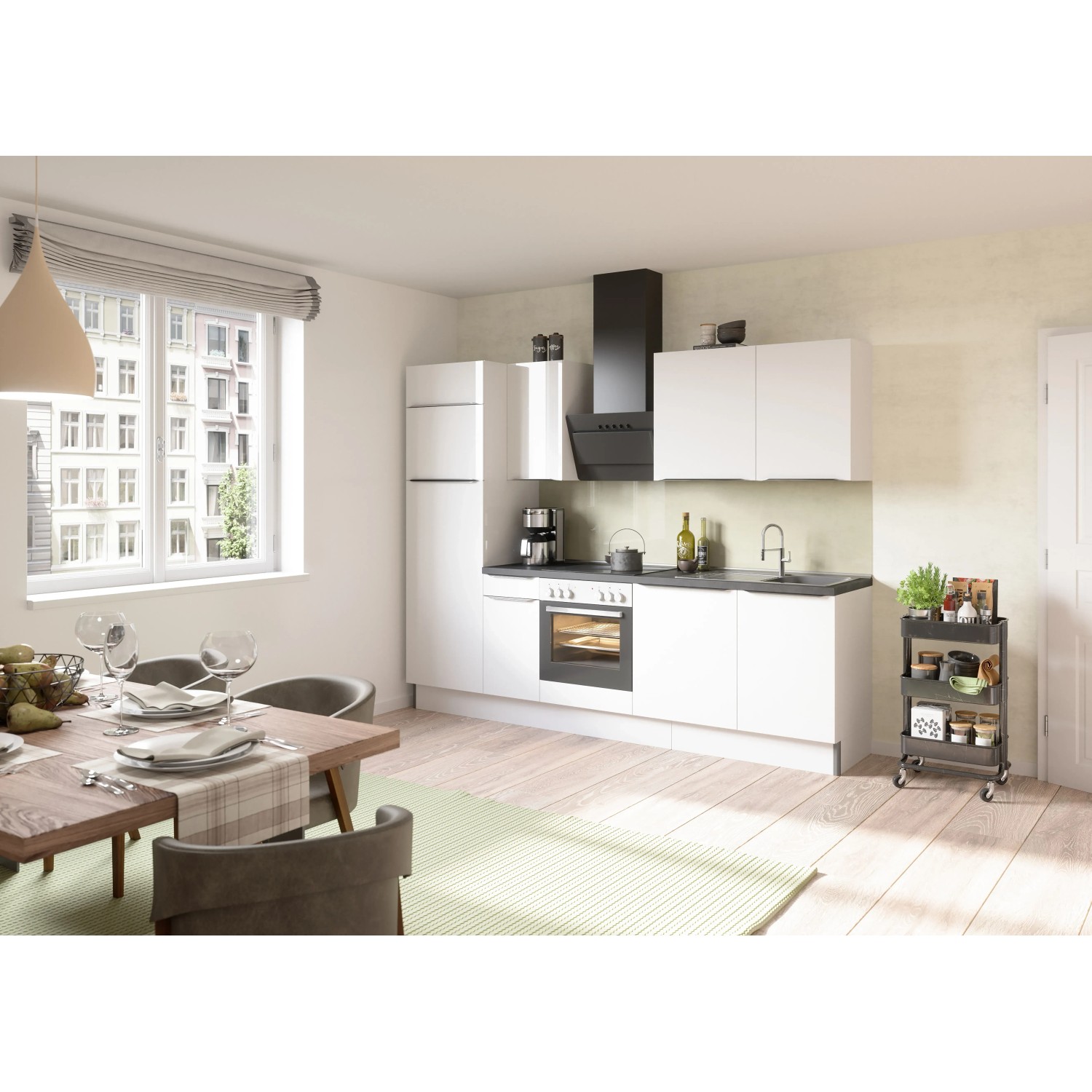 Optifit Küchenzeile Optikoncept Arvid 270 cm Weiß
