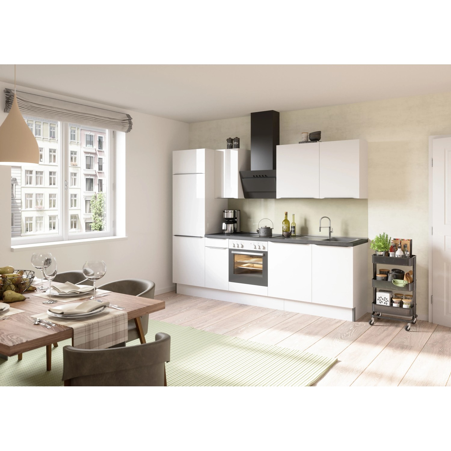 Optifit Küchenzeile Optikoncept Arvid 270 cm Weiß