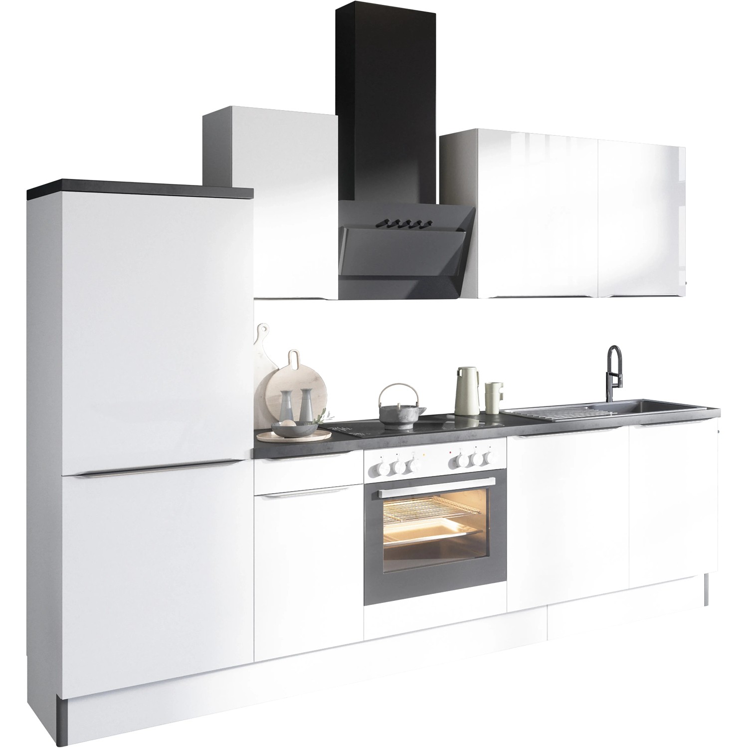 Optifit Küchenzeile Optikoncept Arvid ohne E-Geräte 270 cm Weiß