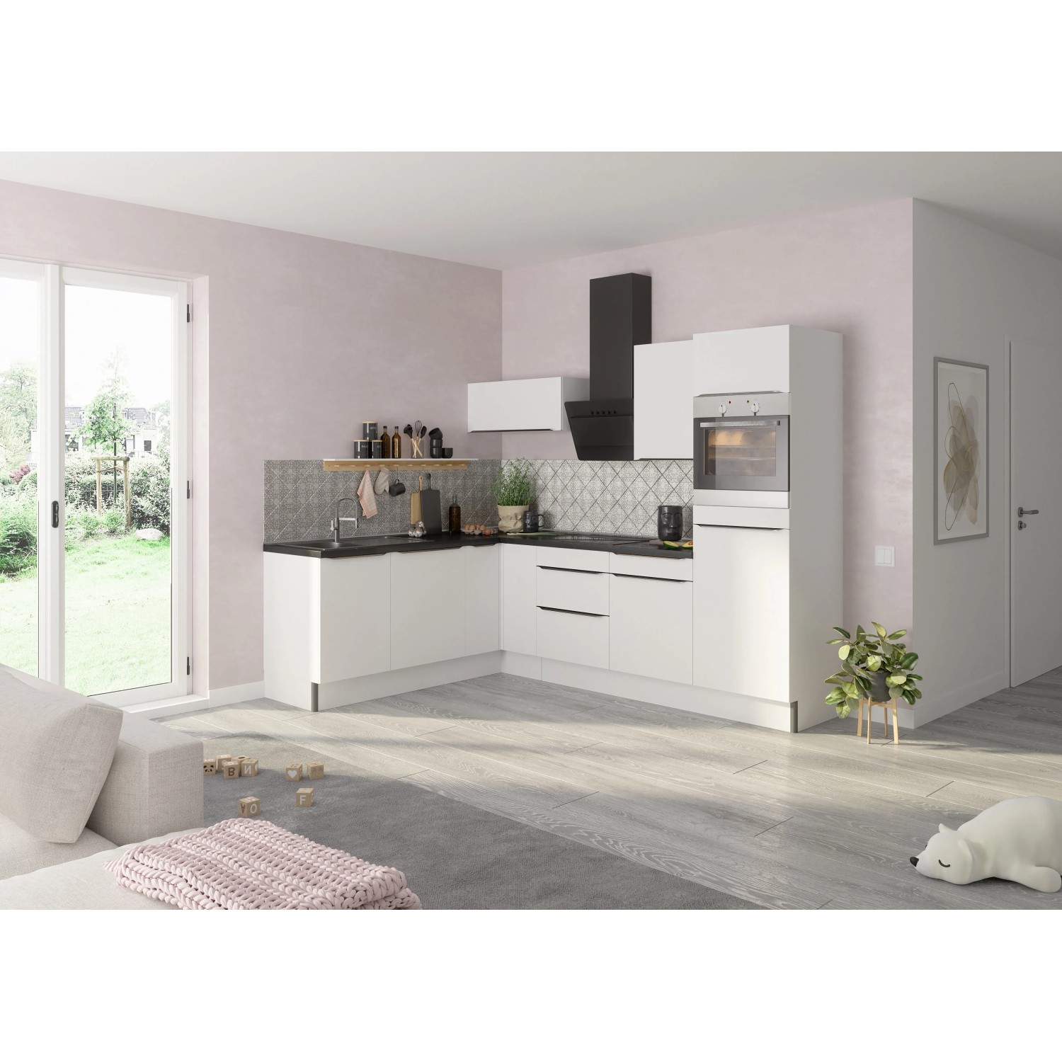 Optifit Winkelküche Optikoncept Arvid ohne E-Geräte 270 cm Weiß