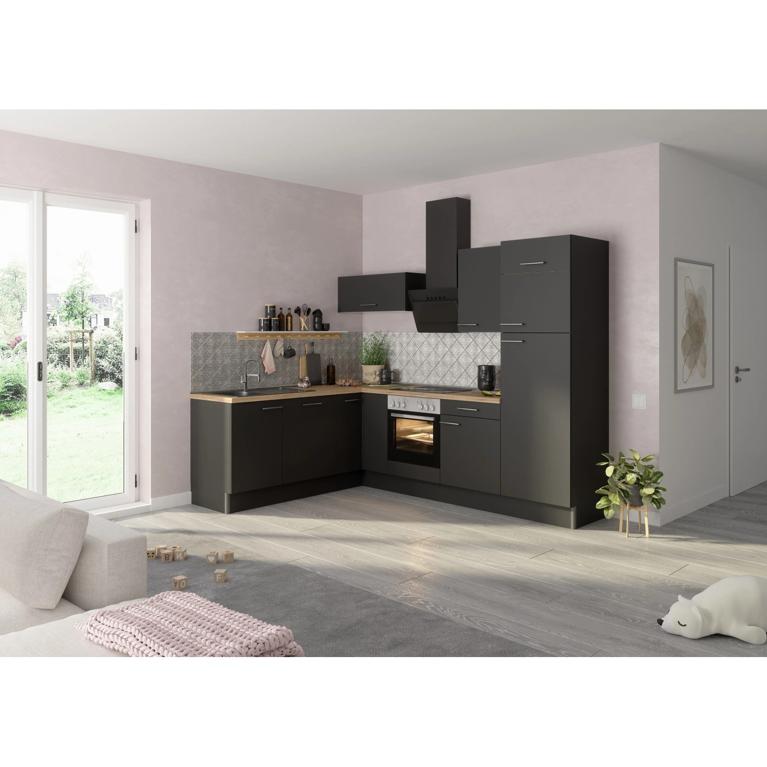 Optifit Winkelküche Optikoncept Ingvar 270 cm Anthrazit