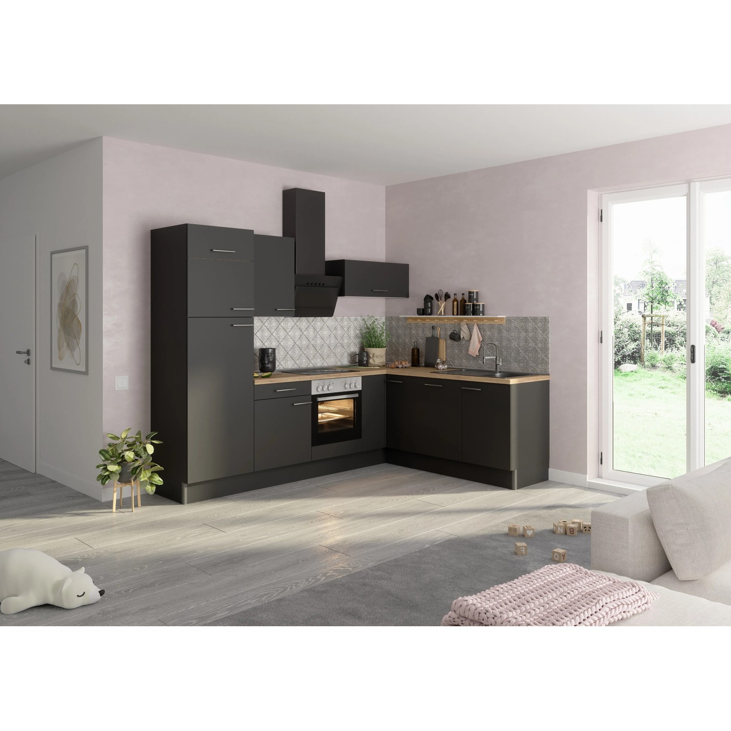 Optifit Winkelküche Optikoncept Ingvar 270 cm Anthrazit
