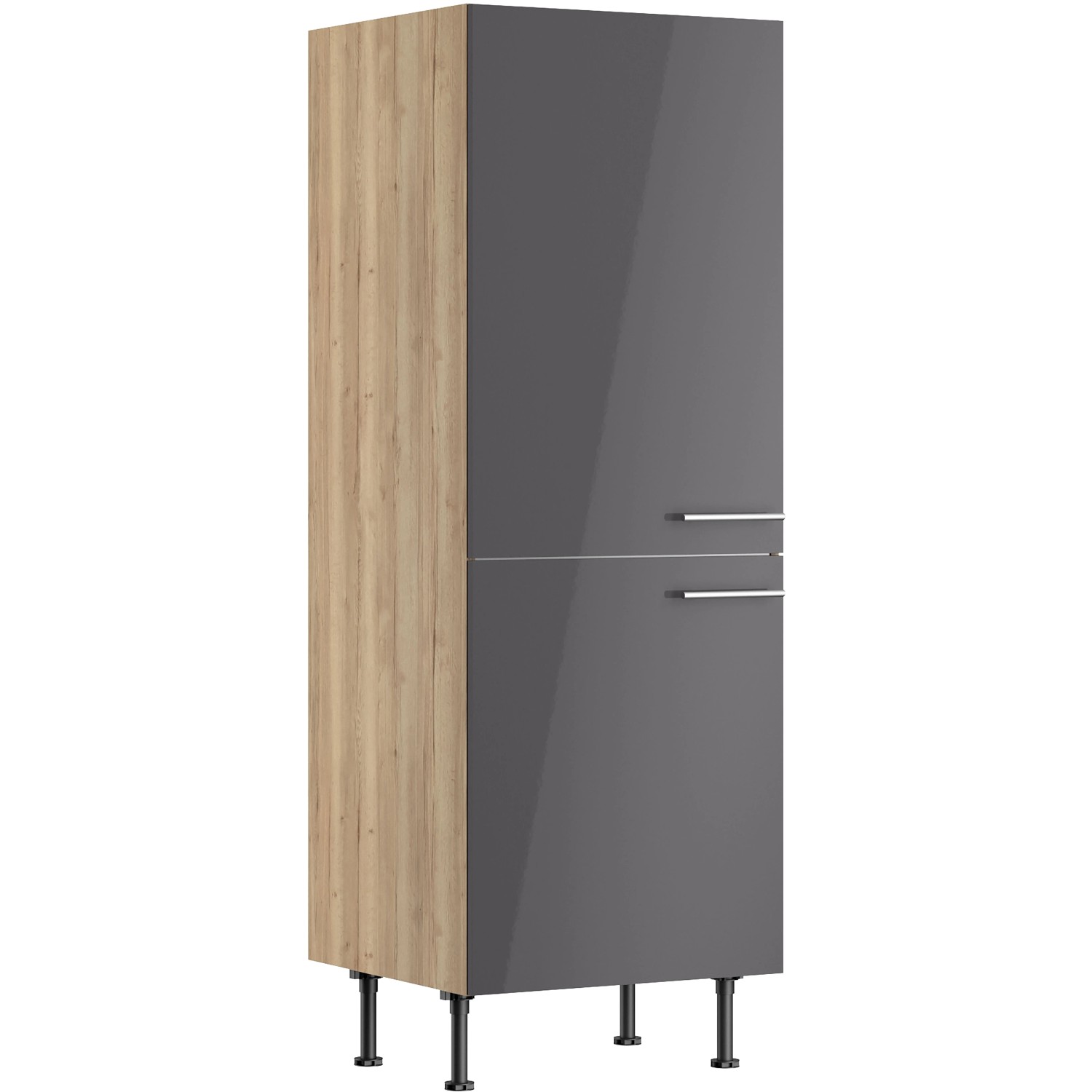 Optifit Küchen-Midischrank Jonte984 60cm x 176,6cm x 58,4cm Anthrazit-Wildeiche