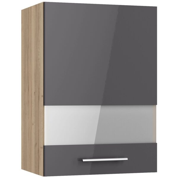 Optifit Küchen-Oberschrank mit Glassegment Jonte984 50 cm Anthrazit-Wildeiche