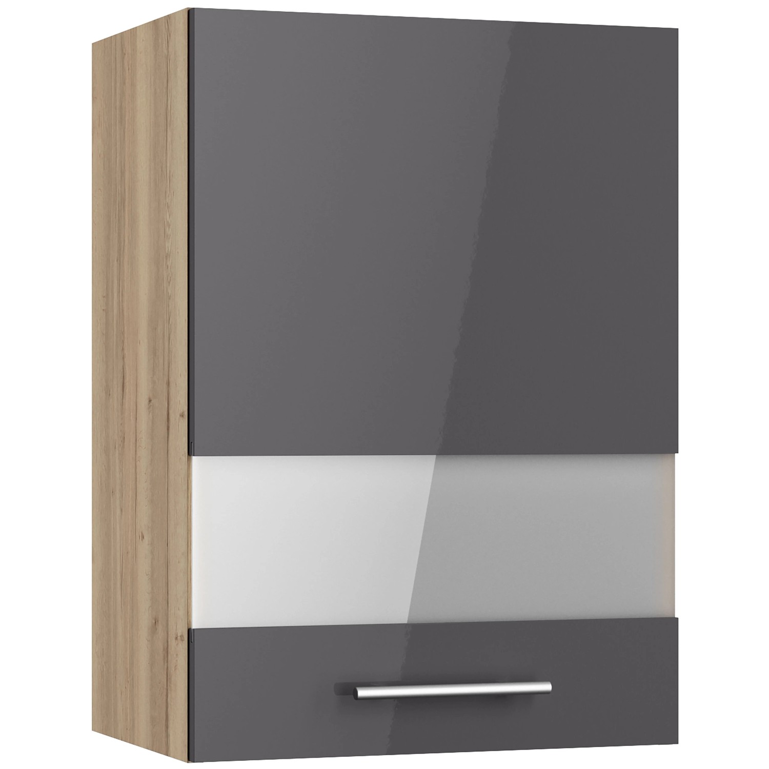 Optifit Küchen-Oberschrank mit Glassegment Jonte984 50 cm Anthrazit-Wildeiche