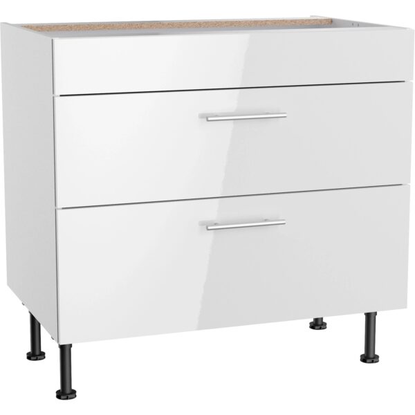 Optifit Küchen-Unterschrank mit 2 Auszügen Rurik986 90 cm x 87 cm x 58,4 cm Weiß