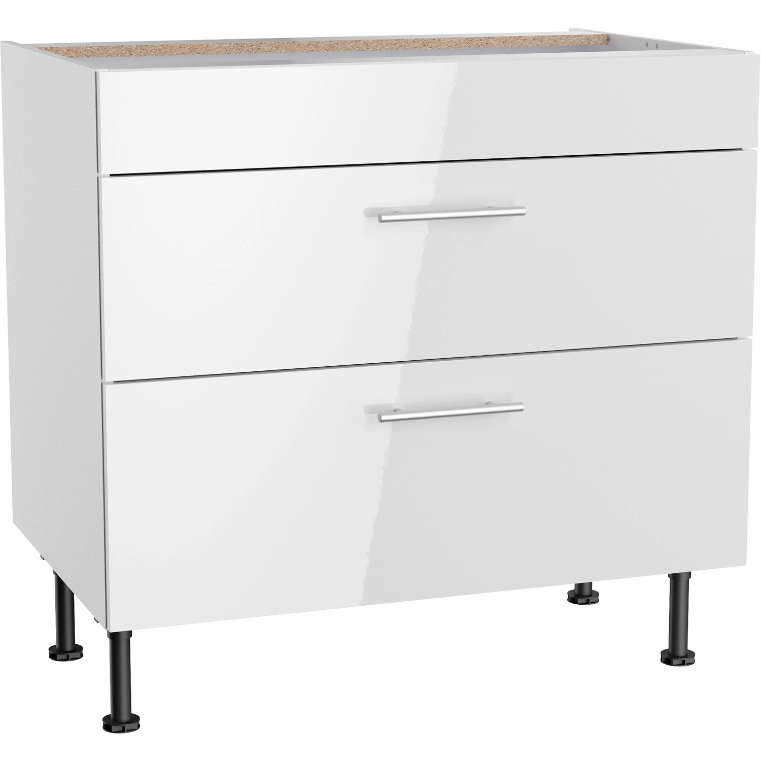 Optifit Küchen-Unterschrank mit 2 Auszügen Rurik986 90 cm x 87 cm x 58,4 cm Weiß