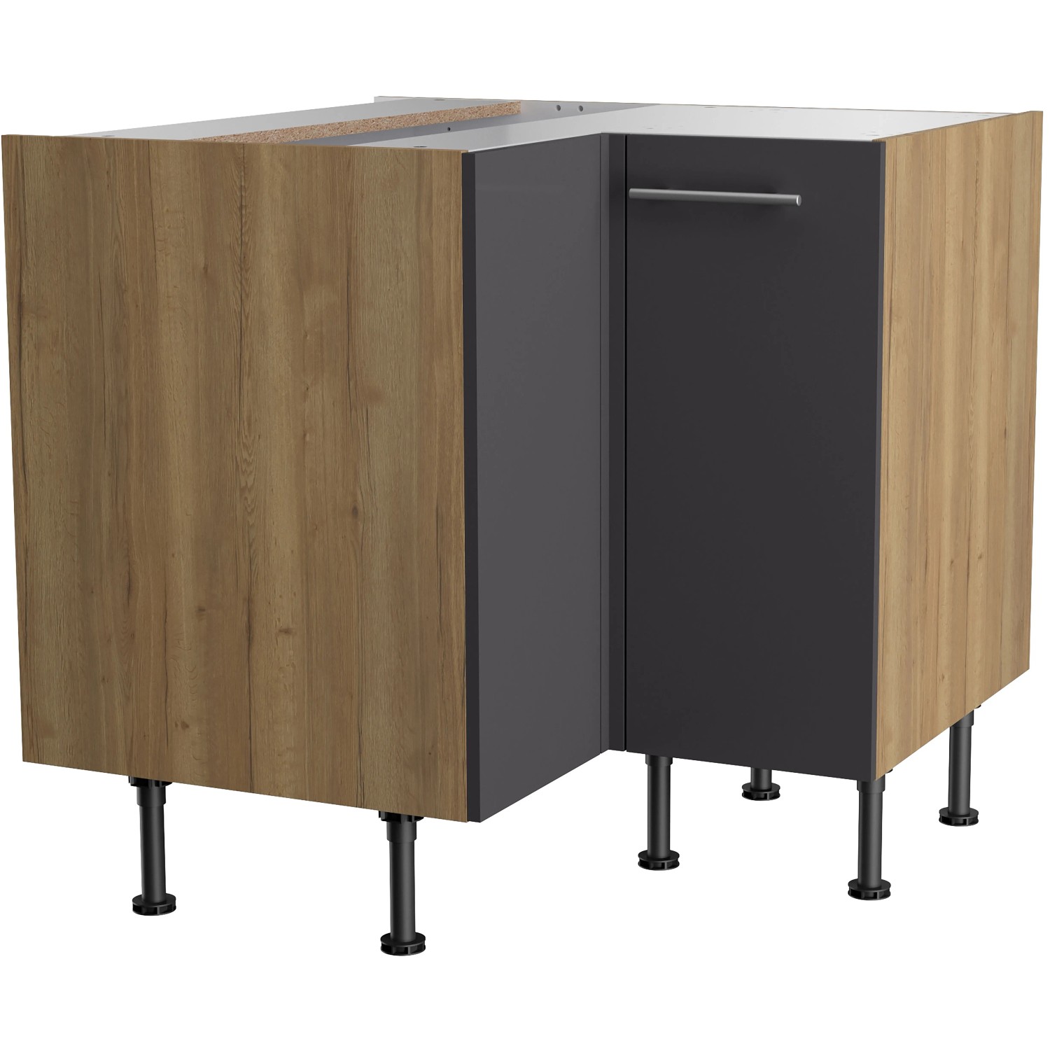 Optifit Küchen-Eck-Unterschrank Jonte984 90/90cmx57cmx58,4cm Anthra.-WildEiche