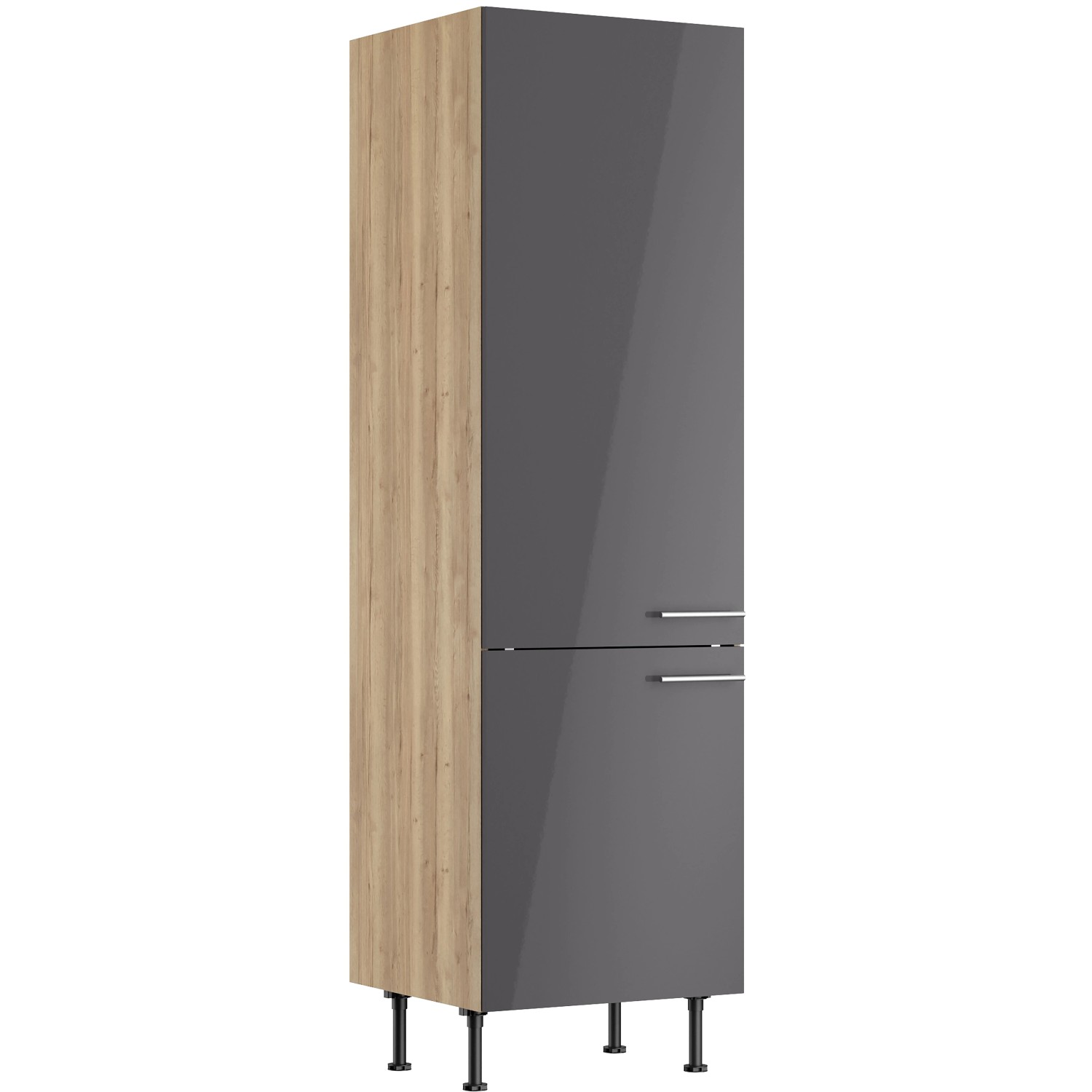Optifit Küchen-Hochschrank Jonte984 60cm x 211,8cm x 58,4cm Anthrazit-Wildeiche