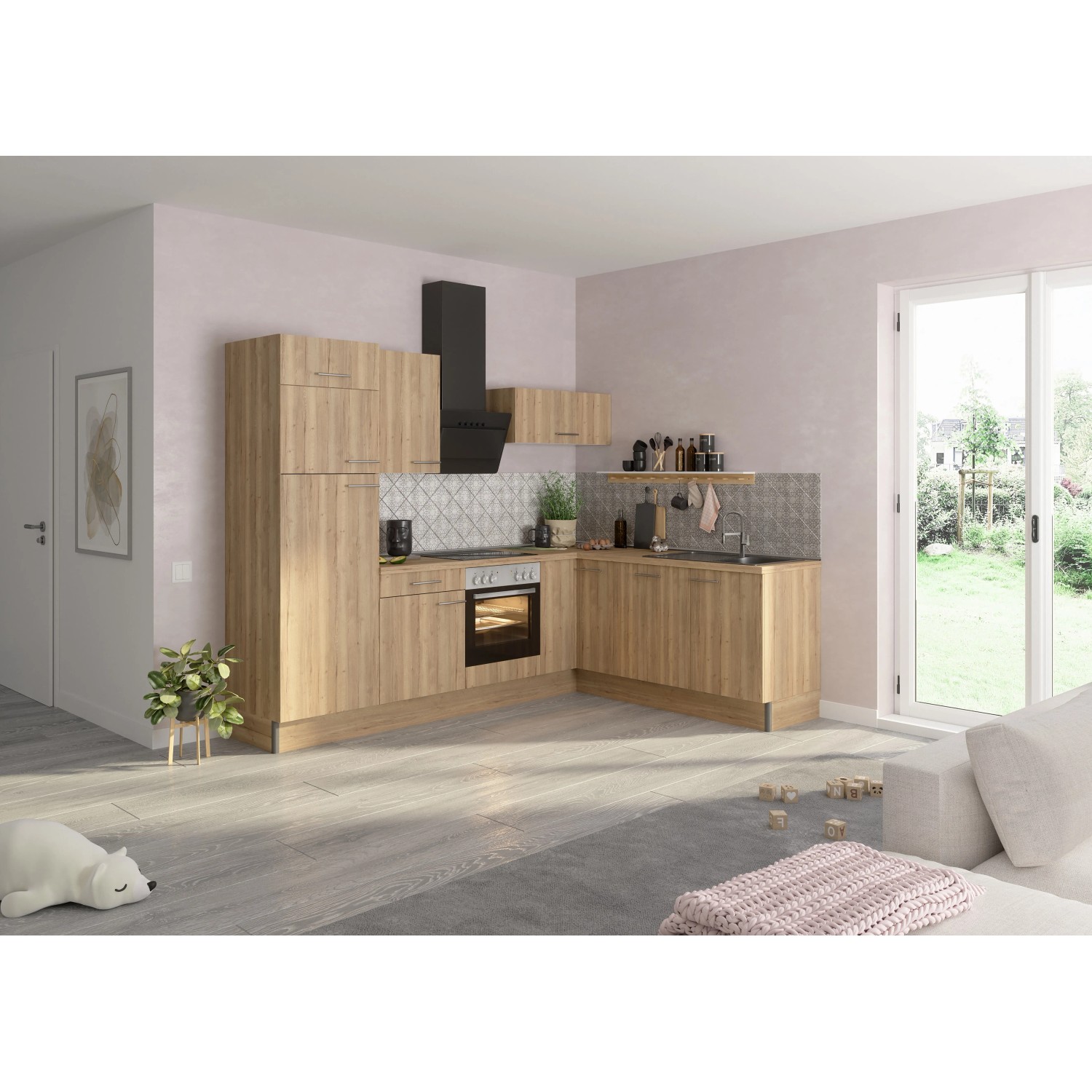 Optifit Winkelküche Optikoncept Erik 270 cm Wildeiche Nachb.
