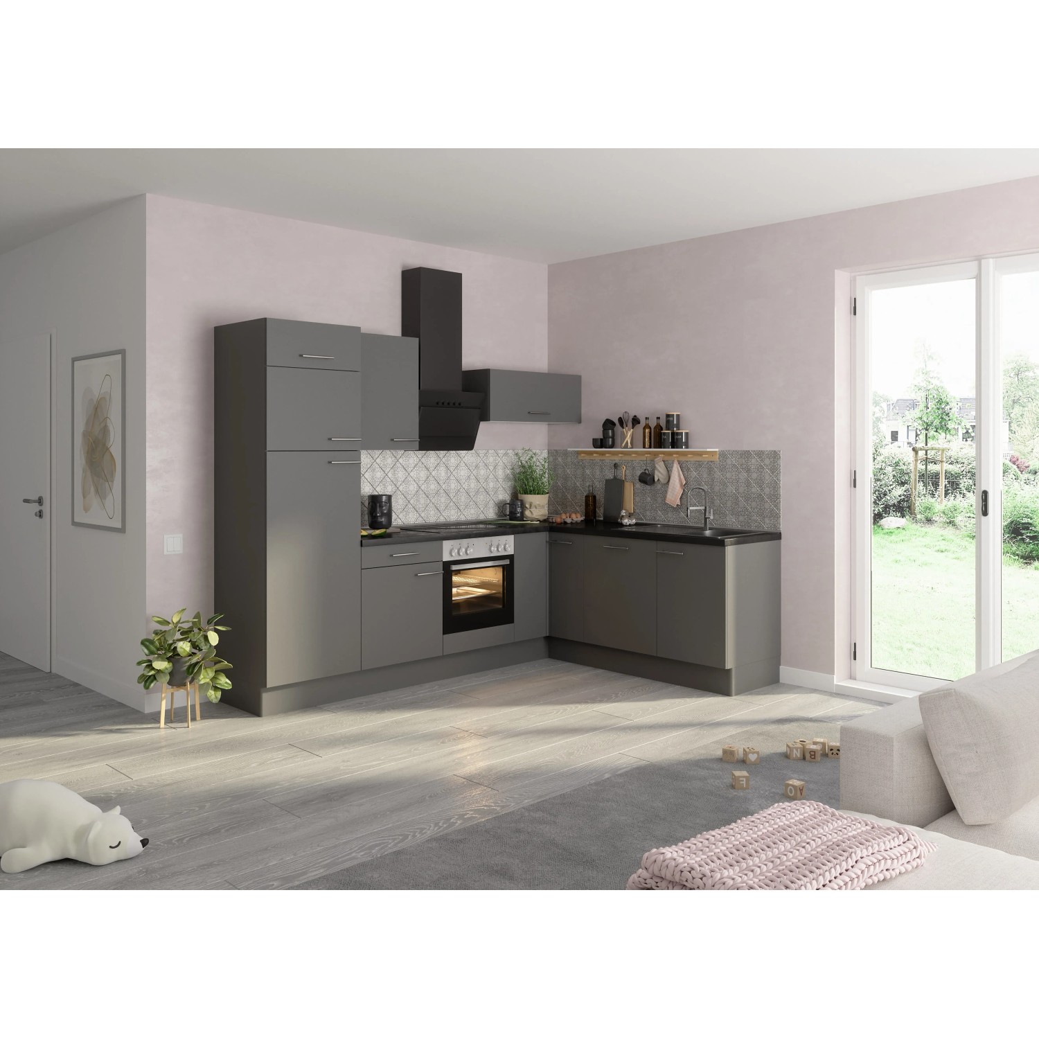 Optifit Winkelküche Optikoncept Mats 270 cm Basaltgrau