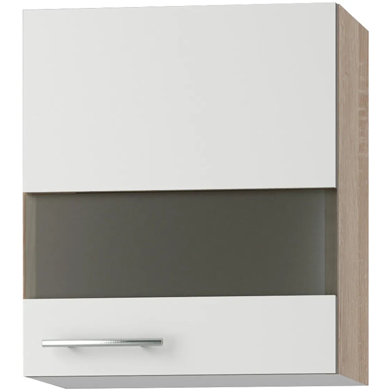Optifit Küchen-Oberschrank mit Segmentglastür Dakar286 50cm x 57,6cm Weiß-Eiche