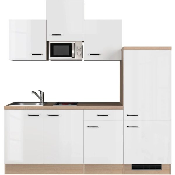 Flex-Well Exclusiv Küchenzeile Valero 210 cm Hochglanz Weiß - Sonoma Eiche Flex-Well Exclusiv Küchenzeile Valero 210 cm Hochglanz Weiß - Sonoma Eiche