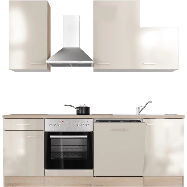 Flex-Well Exclusiv Küchenzeile Orlando 220 cm Kaschmir Glanz - Sonoma Eiche