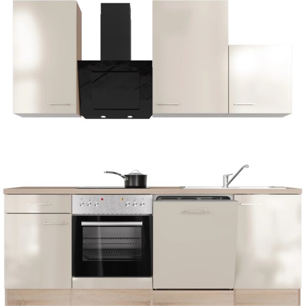 Flex-Well Exclusiv Küchenzeile Orlando 220 cm Kaschmir Glanz - Sonoma Eiche