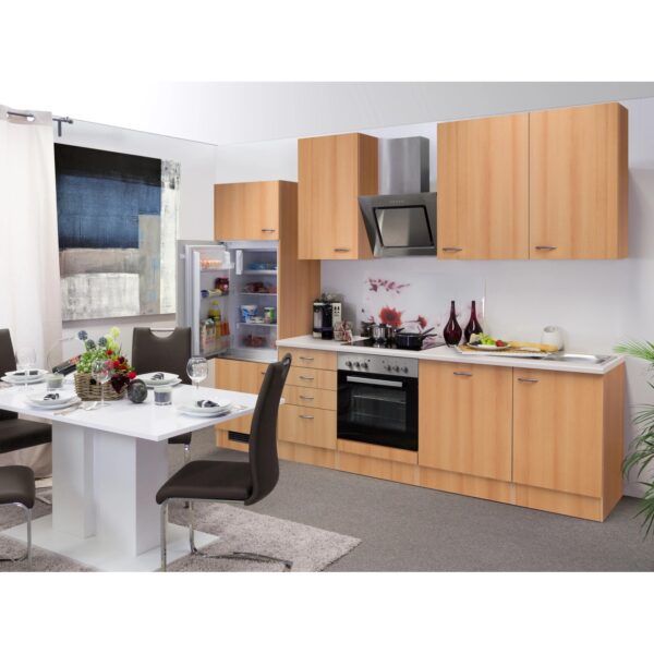 Flex-Well Classic Küchenzeile Nano 280 cm Buche Nachbildung Flex-Well Classic Küchenzeile Nano 280 cm Buche Nachbildung