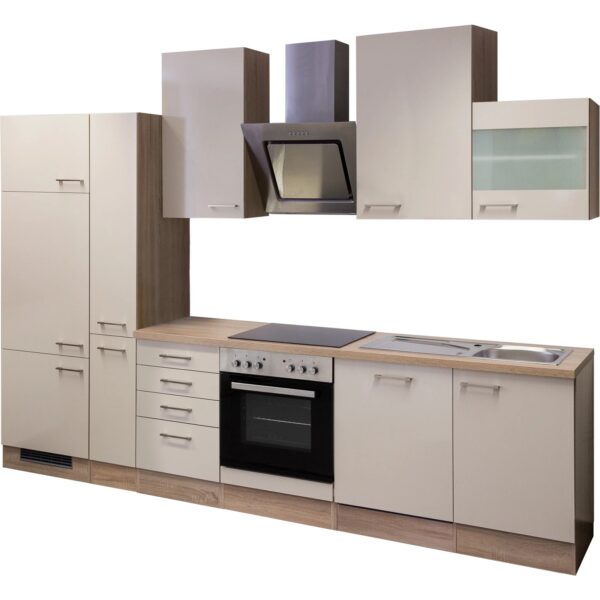 Flex-Well Exclusiv Küchenzeile Orlando 310 cm Kaschmir Glanz - Sonoma Eiche