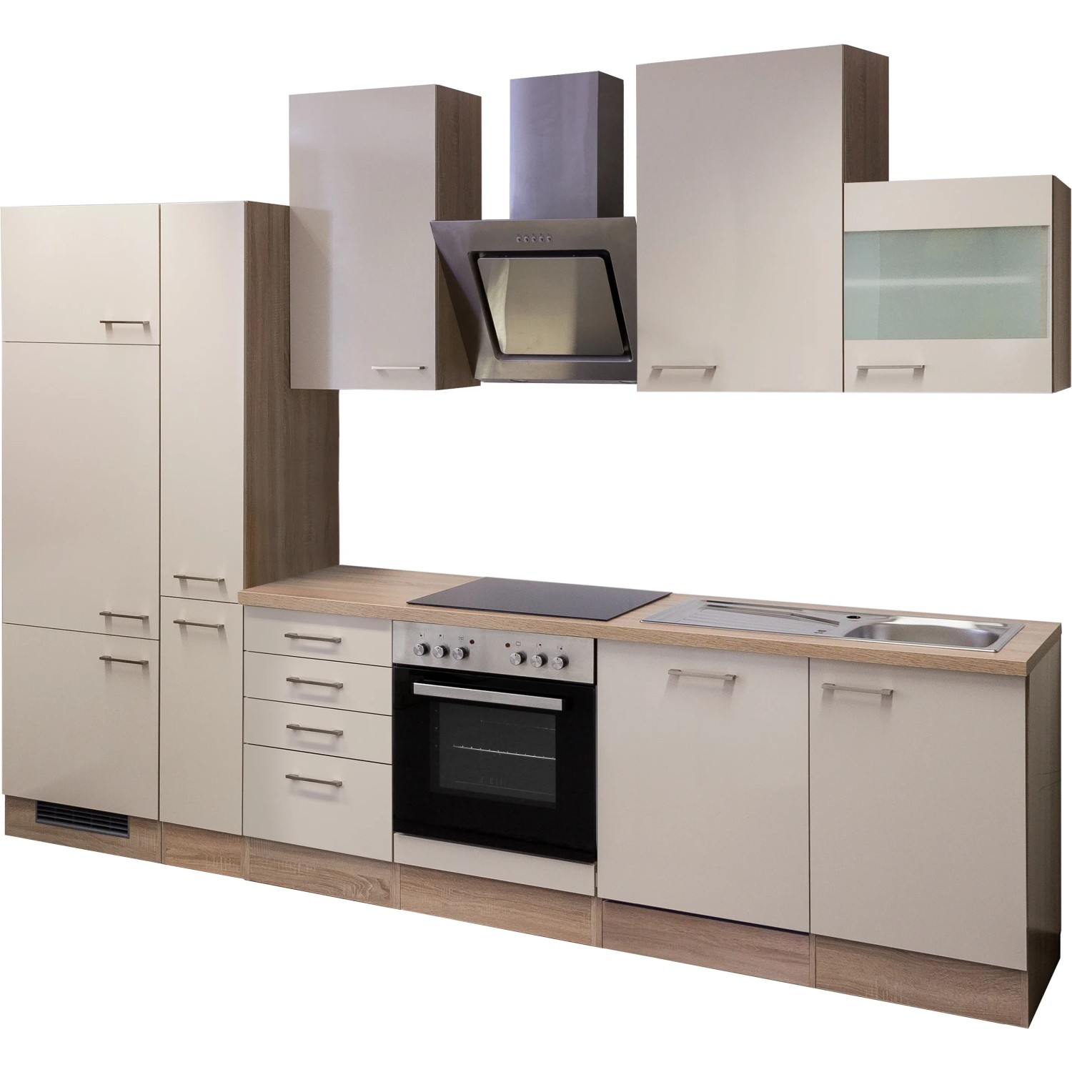 Flex-Well Exclusiv Küchenzeile Orlando 310 cm Kaschmir Glanz - Sonoma Eiche