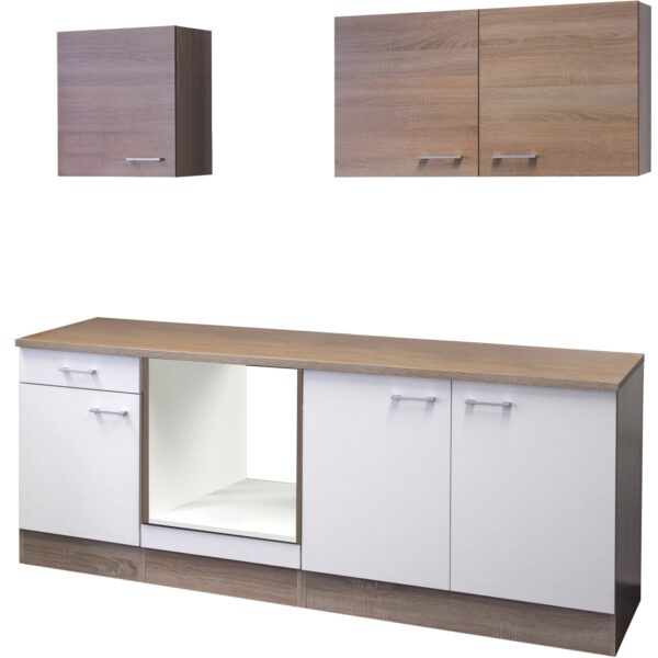 Flex-Well Küchenzeile 210 cm ohne E-Geräte Florida Weiß - Sonoma Eiche Flex-Well Küchenzeile 210 cm ohne E-Geräte Florida Weiß - Sonoma Eiche