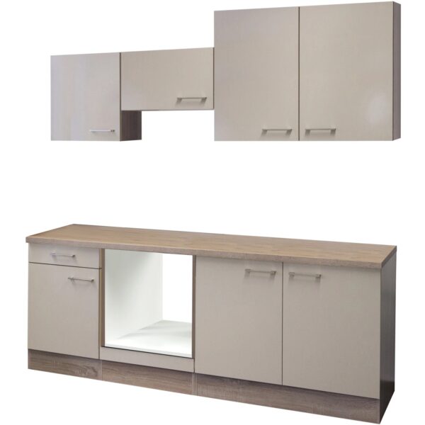 Flex-Well Küchenzeile 210 cm ohne E-Geräte Orlando Kaschmir Glanz - Sonoma Eiche Flex-Well Küchenzeile 210 cm ohne E-Geräte Orlando Kaschmir Glanz - Sonoma Eiche