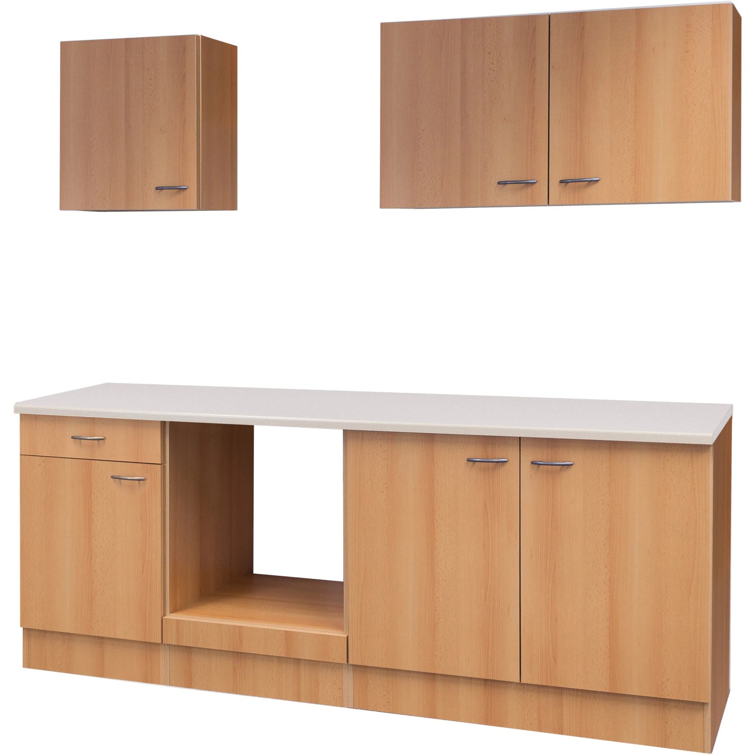 Flex-Well Küchenzeile 210 cm ohne E-Geräte Nano Buche