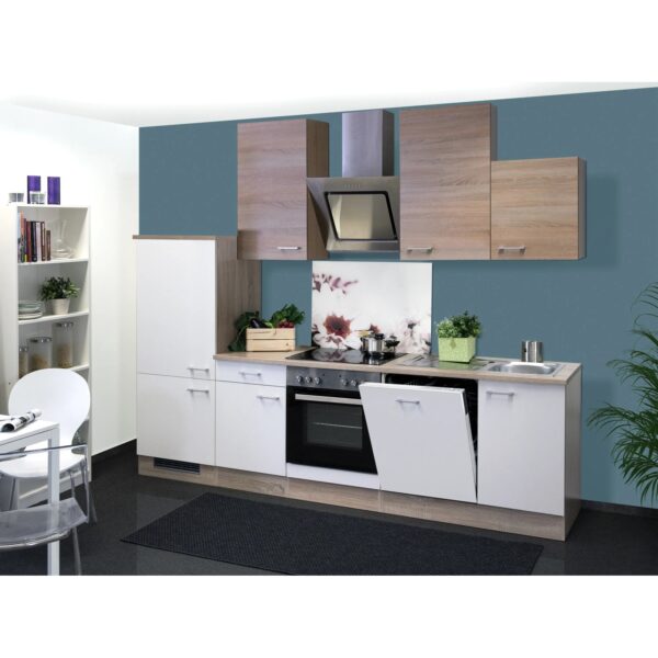 Flex-Well Classic Küchenzeile Florida 280 cm Sonoma Eiche-Weiß-Sonoma Eiche