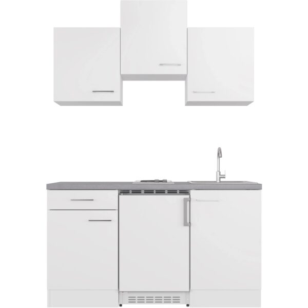 Flex-Well Exclusiv Singleküche Joelina 150 cm Weiß matt - Beton Grau