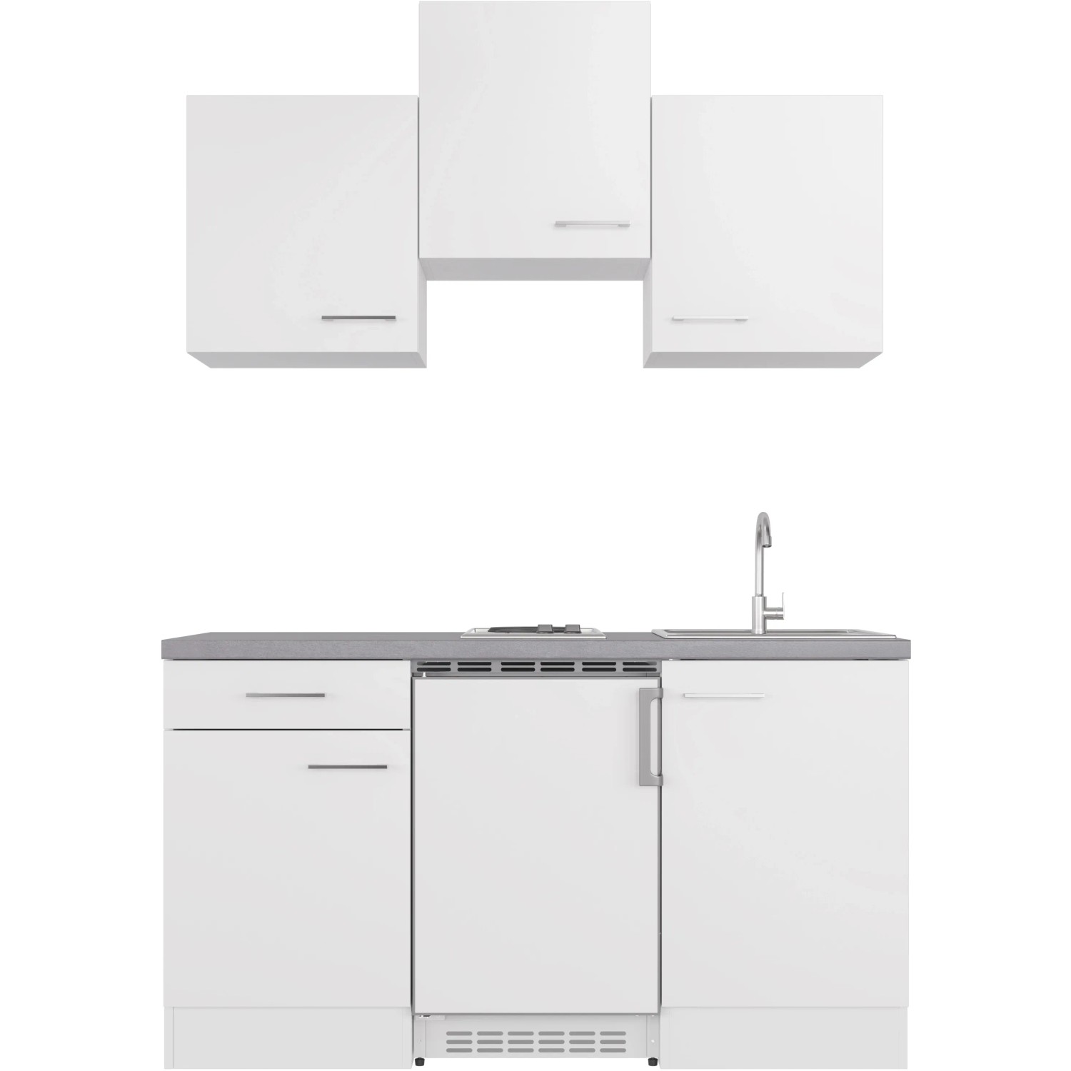 Flex-Well Exclusiv Singleküche Joelina 150 cm Weiß matt - Beton Grau