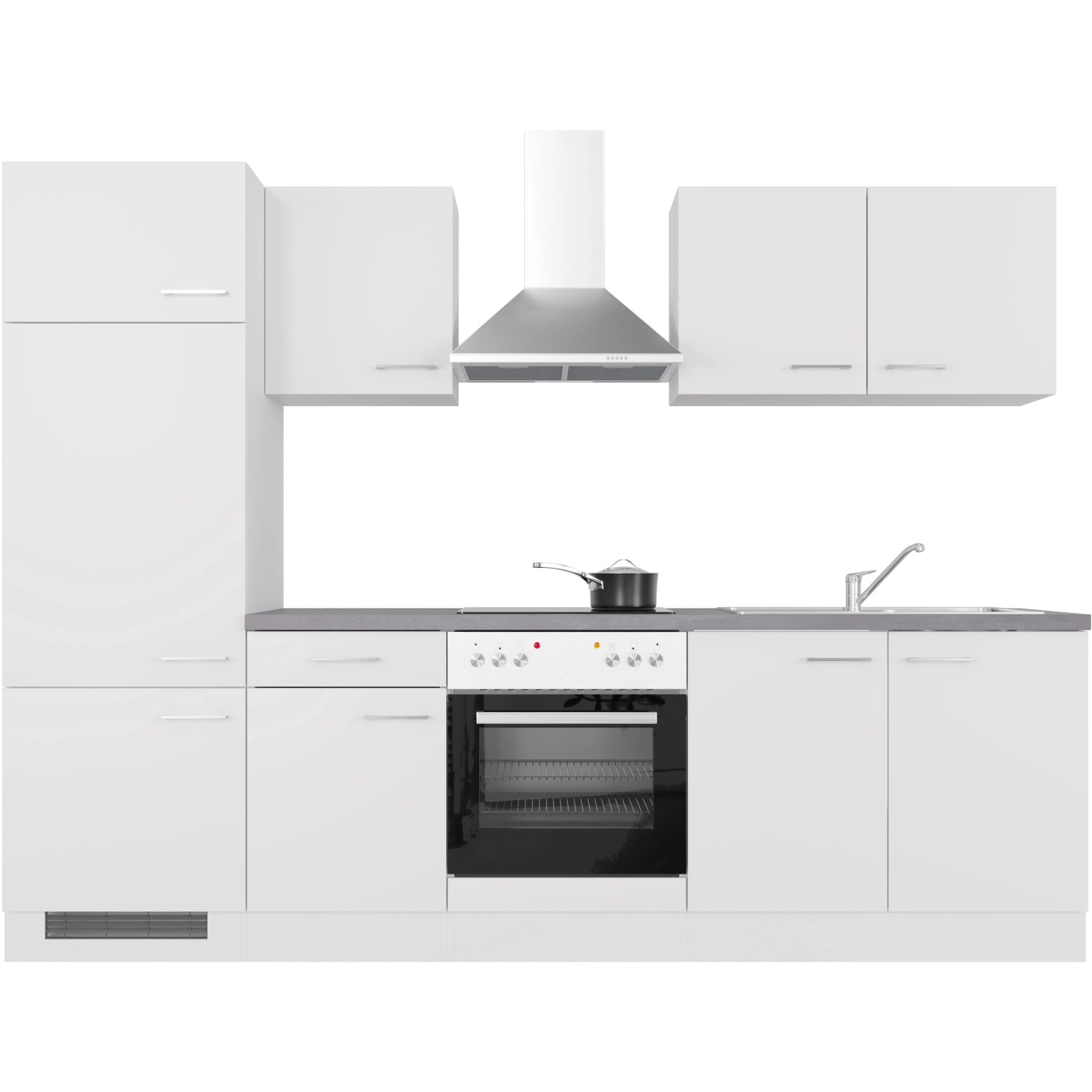 Flex-Well Exclusiv Küchenzeile Joelina 270 cm Weiß matt - Beton Grau