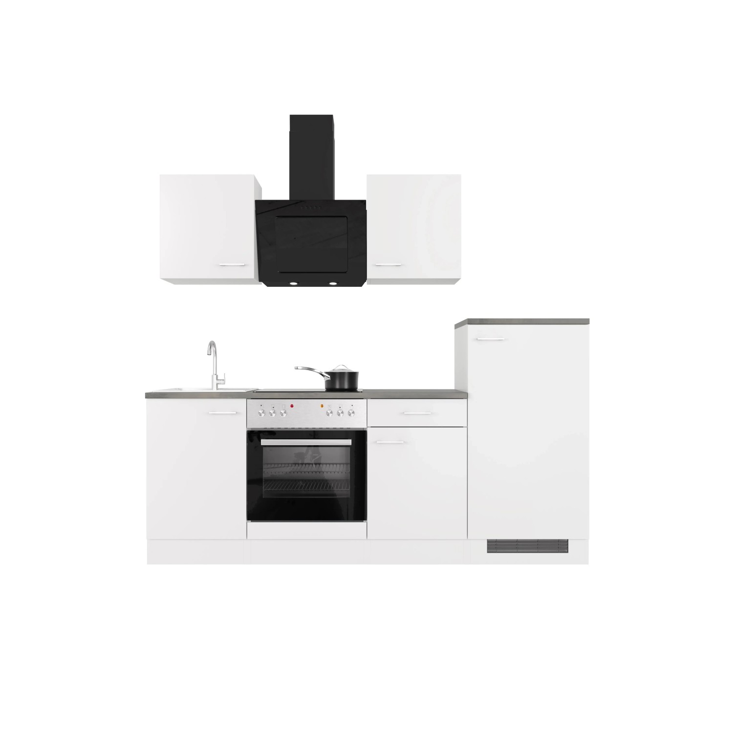Flex-Well Classic Küchenzeile Lucca 220 cm Weiß matt - Caledonia
