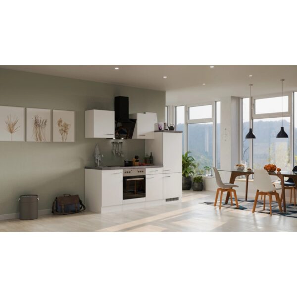 Flex-Well Exclusiv Küchenzeile Joelina 220 cm Weiß matt - Beton Grau Flex-Well Exclusiv Küchenzeile Joelina 220 cm Weiß matt - Beton Grau