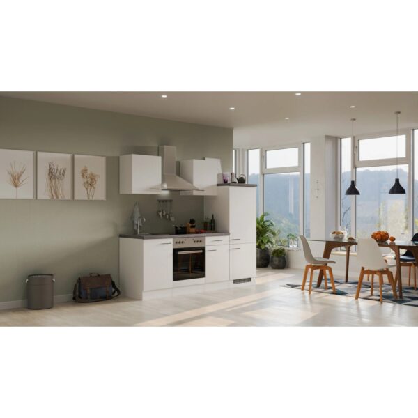 Flex-Well Exclusiv Küchenzeile Joelina 220 cm Weiß matt - Beton Grau Flex-Well Exclusiv Küchenzeile Joelina 220 cm Weiß matt - Beton Grau