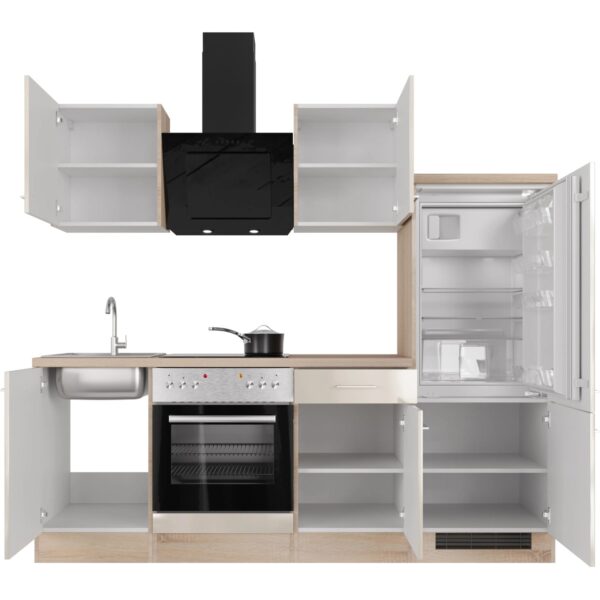 Flex-Well Exclusiv Küchenzeile Orlando 220 cm Kaschmir Glanz - Sonoma Eiche