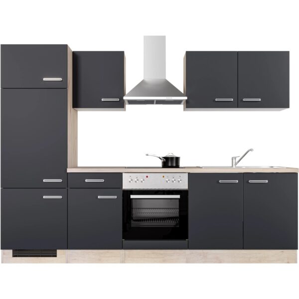 Flex-Well Exclusiv Küchenzeile Lara 270 cm Anthrazit - San Remo Eiche Flex-Well Exclusiv Küchenzeile Lara 270 cm Anthrazit - San Remo Eiche