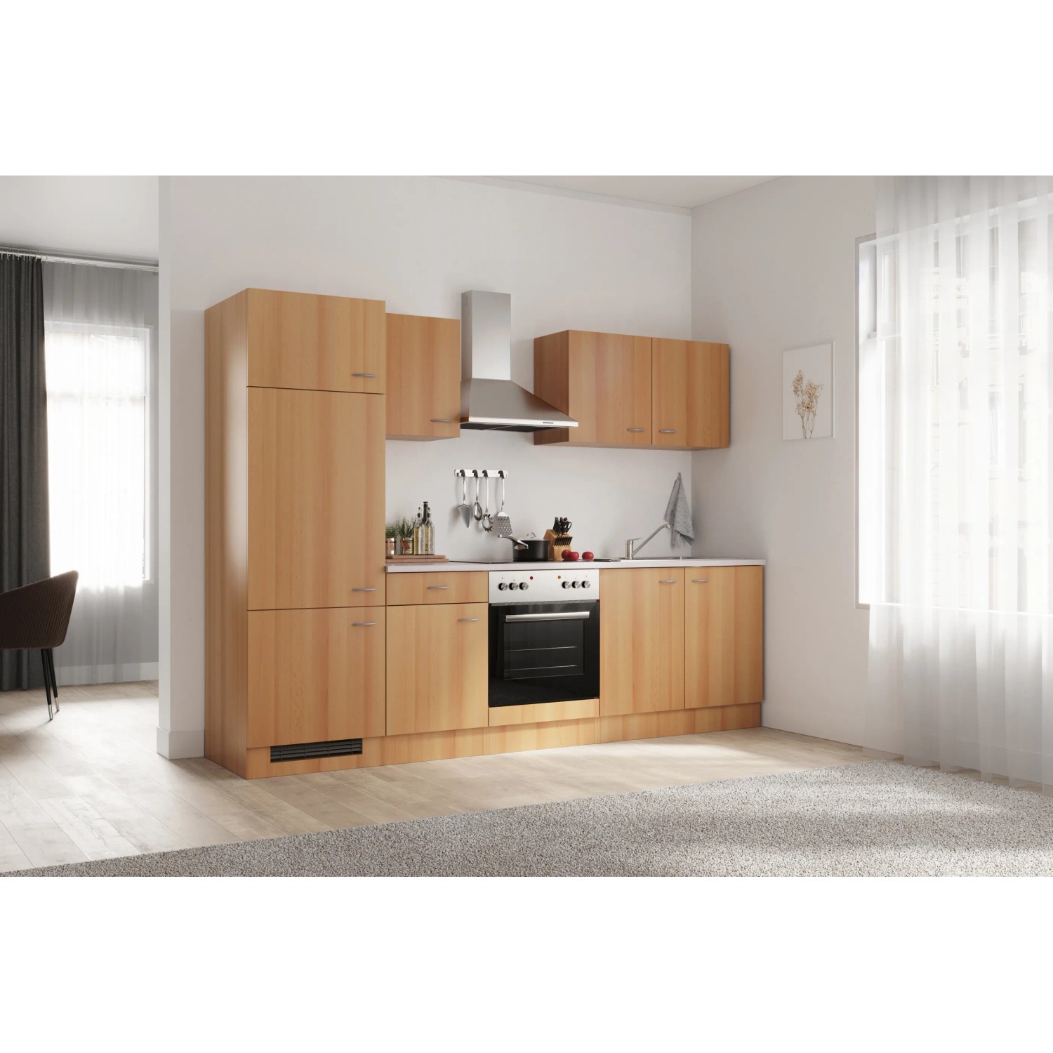 Flex-Well Classic Küchenzeile Nano 270 cm Buche