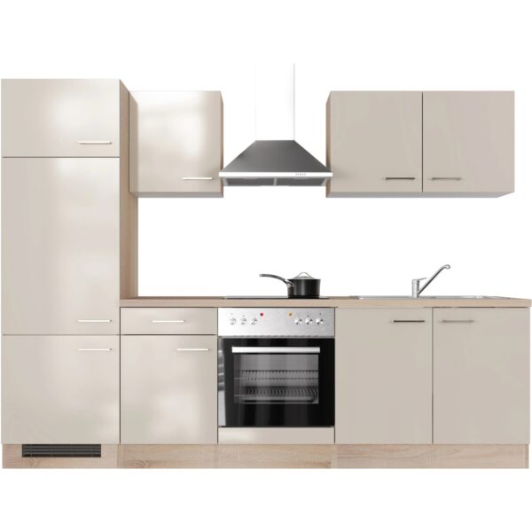 Flex-Well Exclusiv Küchenzeile Orlando 270 cm Kaschmir Glanz - Sonoma Eiche
