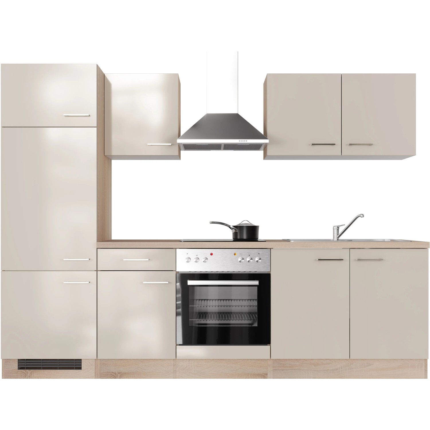Flex-Well Exclusiv Küchenzeile Orlando 270 cm Kaschmir Glanz - Sonoma Eiche