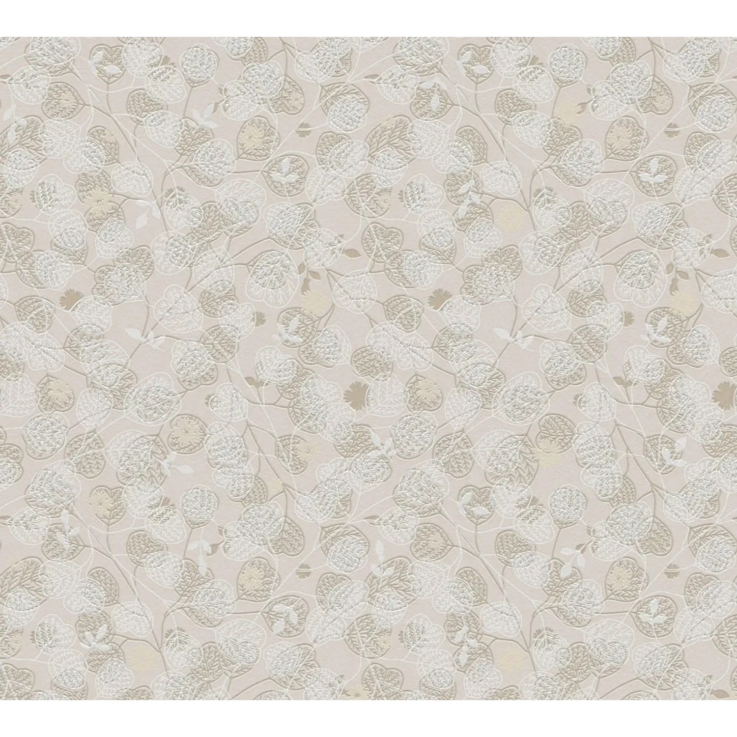 AS-Creation Vliestapete Blätter Floral Matt Leicht Strukturiert Beige Weiß