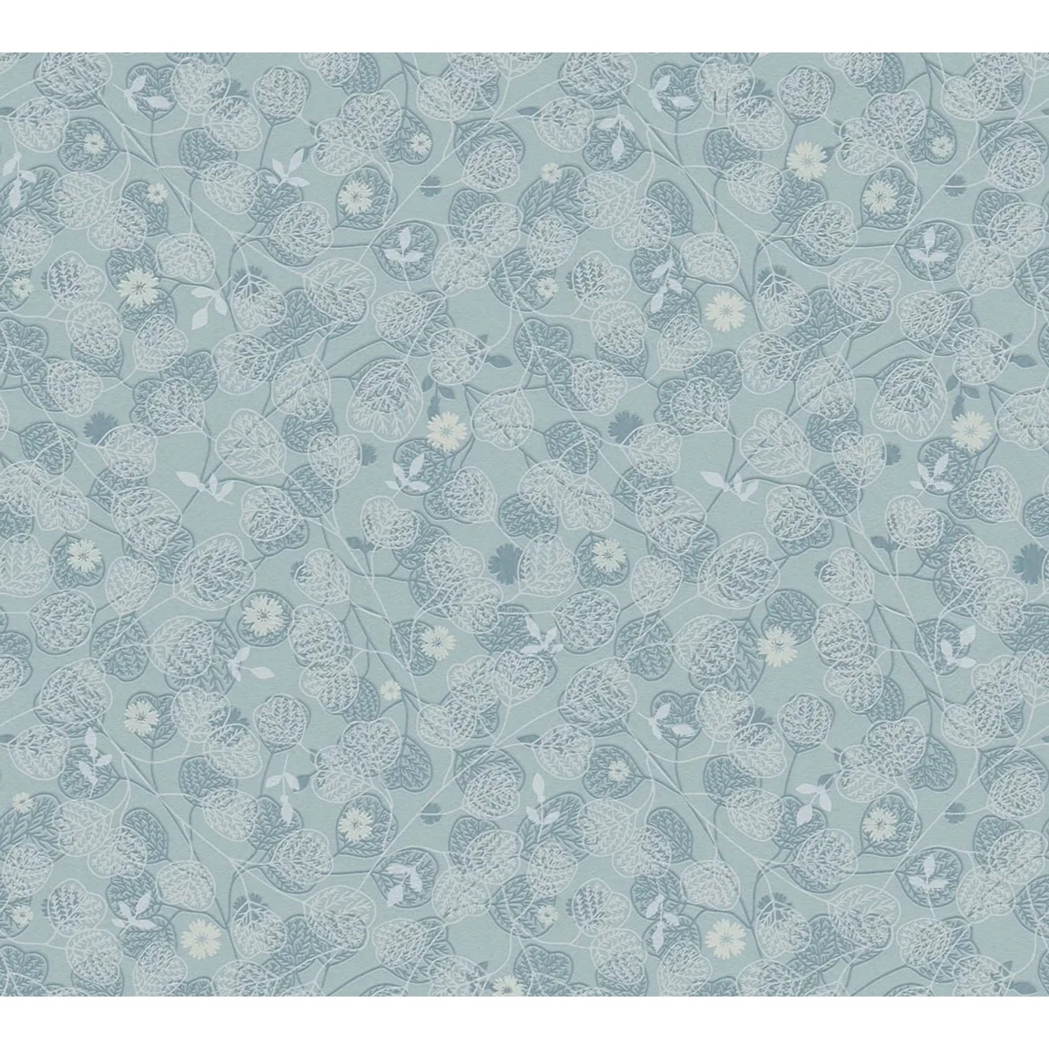 AS-Creation Vliestapete Blätter Floral Matt Leicht Strukturiert Blau Weiß