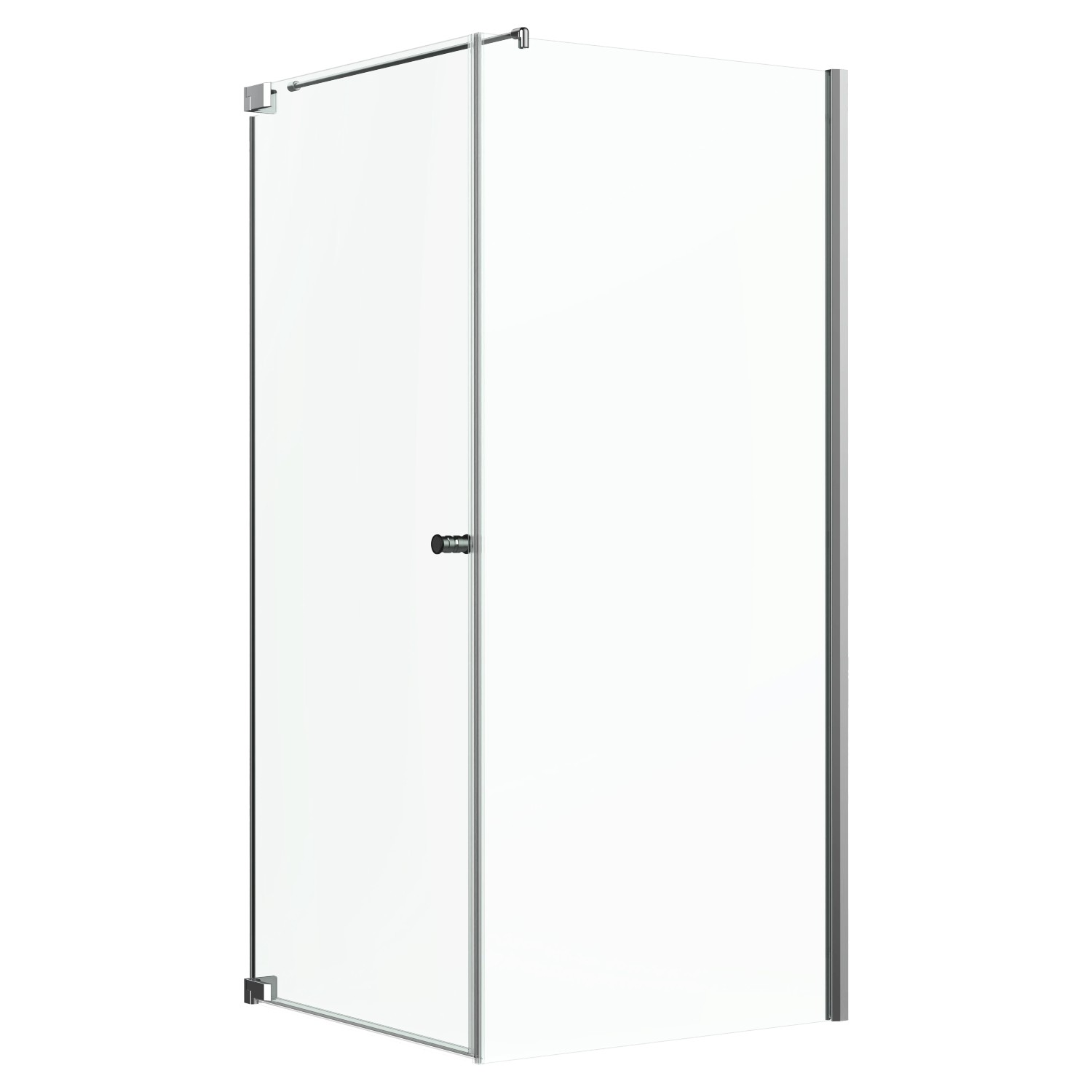 Eckdusche Brava Frame Drehtür und Wand Chrom 80 cm x 100 cm x 200 cm DIN L