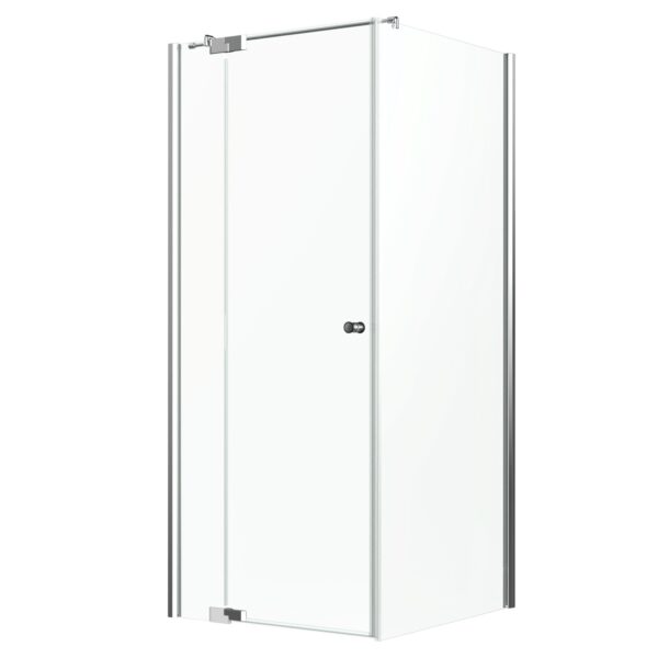 Eckdusche Brava Frame Drehtür m. Festteil u. Wand Chrom 90 x 90 x 200 cm DIN L