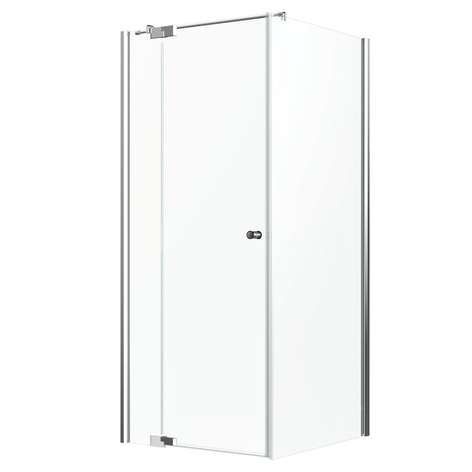 Eckdusche Brava Frame Drehtür m. Festteil u. Wand Chrom 90 x 90 x 200 cm DIN L