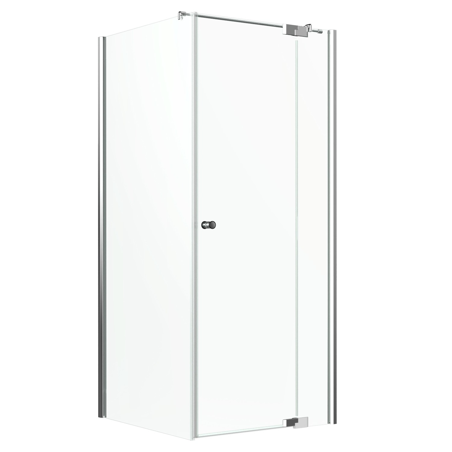 Eckdusche Brava Frame Drehtür m. Festteil u. Wand Chrom 90 x 90 x 200 cm DIN R