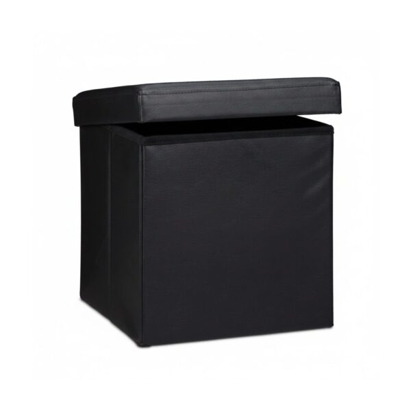 Relaxdays Sitzhocker Kunstleder Schwarz Faltbar 38 cm x 38 cm x 38 cm 2,5 kg