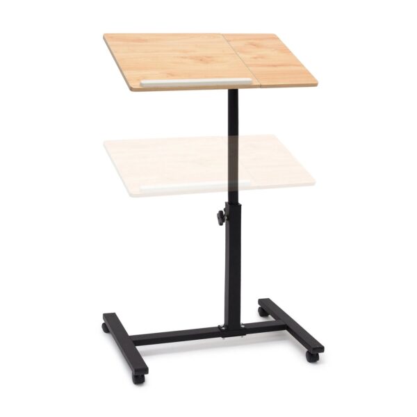 Relaxdays Laptoptisch Holz Gelb Höhenverstellbar Neigbar Drehbar mit Bremsrollen 60 cm x 40.5 cm 58 cm
