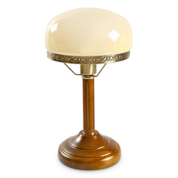 Relaxdays Tischlampe Glas Metall Beige Antik Look 21 cm x 16,5 cm x 12 cm