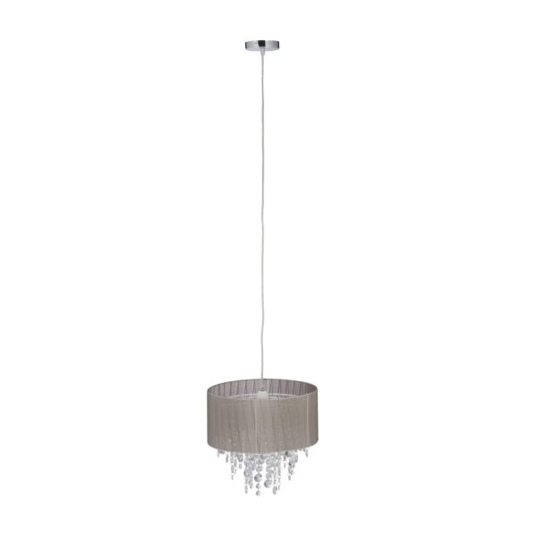 Relaxdays Hängelampe Organza Grau mit Kristall 129 cm x 32 cm 850 g