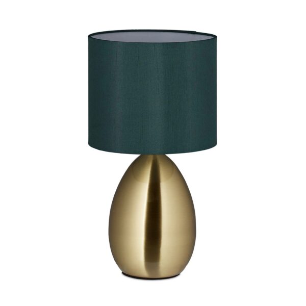Relaxdays Nachttischlampe Stahl Messing Petrolgrün Touch Dimmbar 33,5 cm x 18 cm 0,68 kg