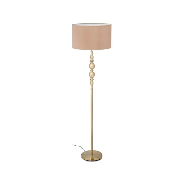 Relaxdays Stehlampe Eisen Stoff Beige Gold mit Fußschalter 156 cm x 43 cm 4,6 kg